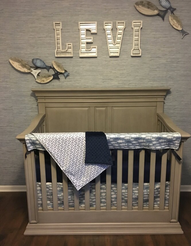 DEEP BLUE FISHING Crib Bedding / Fishing Nursery/ Fishing Baby Etsy