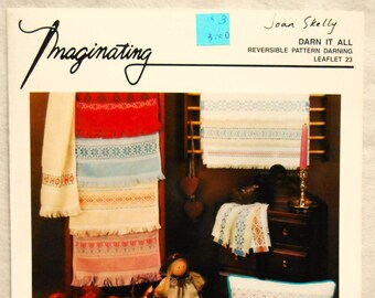 Imaginating Darn It All, Reversible Pattern Darning, Leaflet 23, Instructions, Pillow, Towels, Bookmarks, Placemats, Additional Uses, 1987