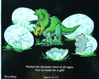 No Sew Applique, Fashion Art, Dino Baby, Vintage, Iron On, Wearable Art, New In Package, Painting Project, 5" x 3", #80093