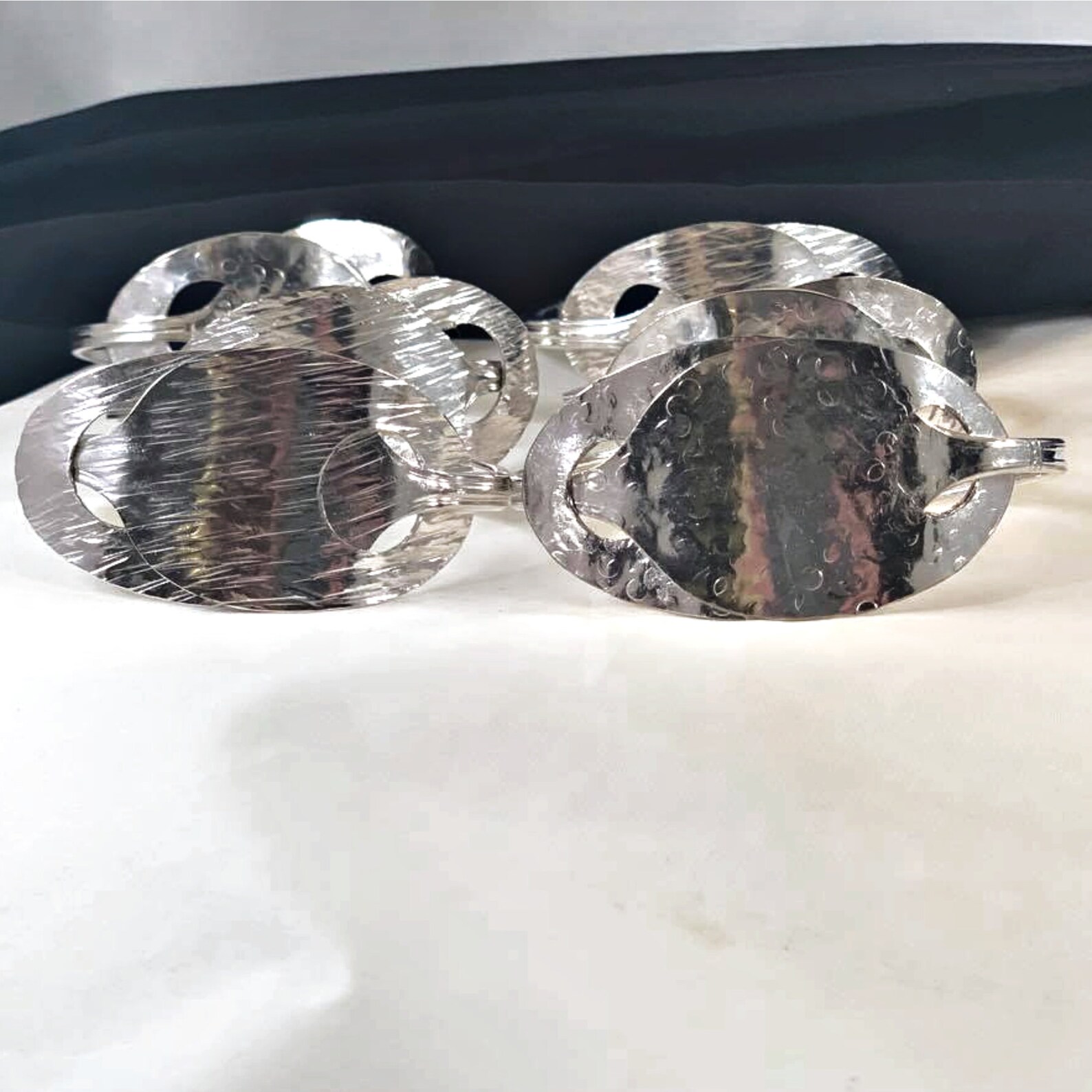 Handmade Spoon Cuff Bracelets – Silverplate And Stainless Steel Mix – Wholesale Lot Of 6