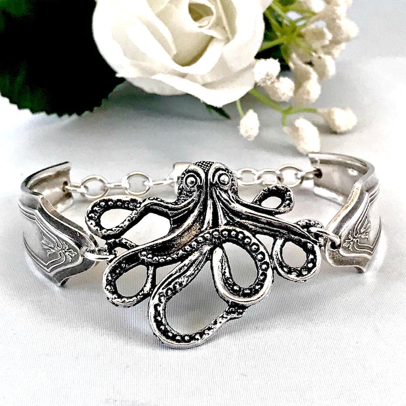 Octopus Bracelet Octopus Jewelry Vintage Silverware Jewelry Etsy
