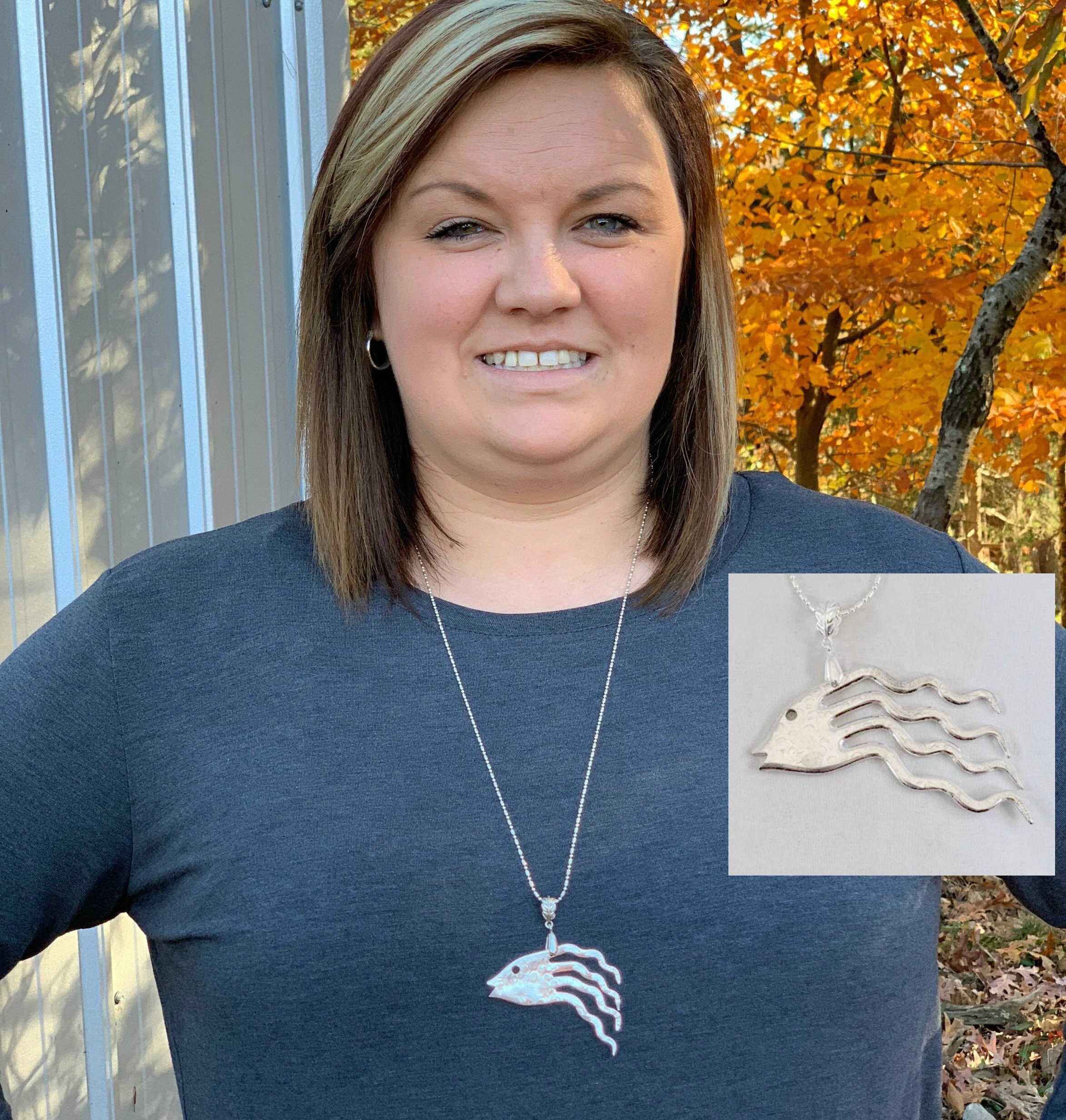 Personalized Silverware Fish Necklace Spoon Jewelry Unique Etsy