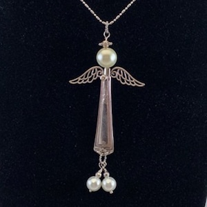 Handmade Angel Wing Spoon Pendant Gift for Grandma, Silverware Jewelry Necklace for Women, Antique Flatware Silver Spoon Handle Necklace