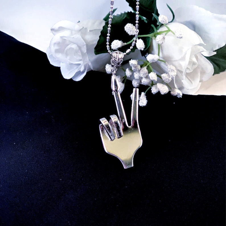 Peace Sign Necklace Silverware Jewelry Peace Sign Fork Etsy