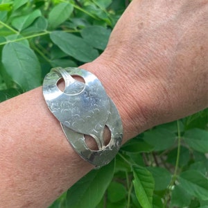 Recycled Flatware Silver Plate Cuff Spoon Bracelet Gift for Mom, Vintage Silverware Up cycled Spoon Jewelry for Grandma, Christmas Gift