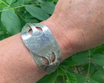 Recycled Flatware Silver Plate Cuff Spoon Bracelet Gift for Mom, Vintage Silverware Up cycled Spoon Jewelry for Grandma, Christmas Gift