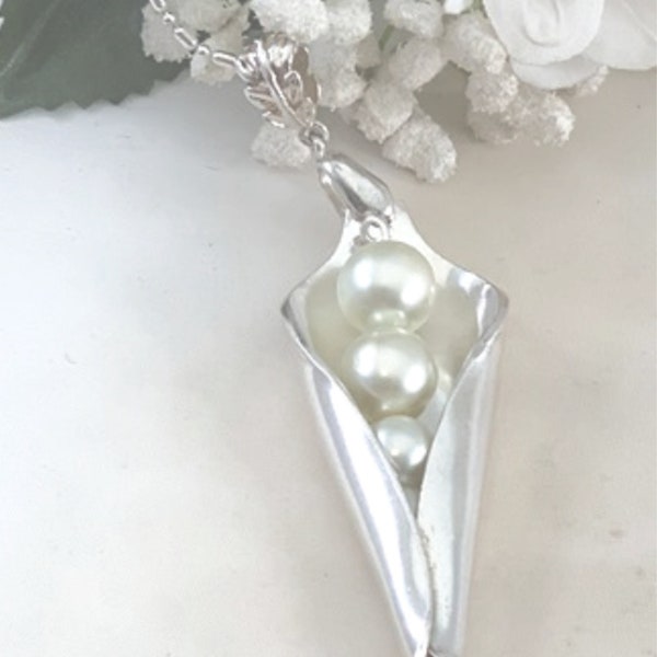 Pearl Antique Spoon Jewelry Gift for Her, Handmade Spoon Pendant Jewelry, Silver Pendant Recycled Silverware Jewelry