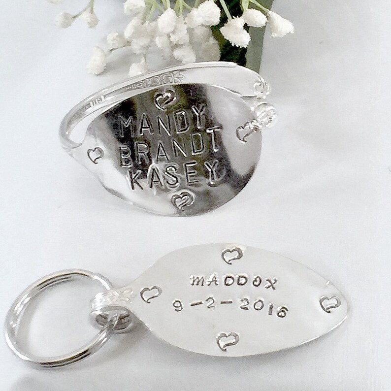 Personalized Hand Stamped Keychain, Spoon Jewelry, Custom Key Chain ...