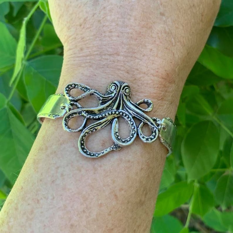 Octopus Bracelet Octopus Jewelry Vintage Silverware Jewelry Etsy