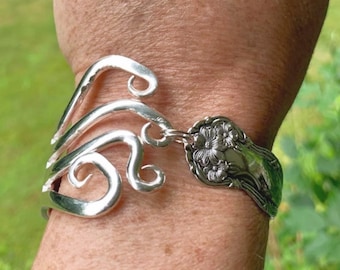 Eco Friendly Silver Fork Bracelet, Upcycled Silverware Jewelry Bracelet for Women, Unique Spoon Jewelry Valentine Day  gift for her
