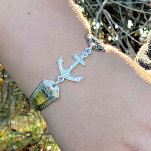 Vintage Silver Spoon Bracelet for Women, Antique Silverware Bracelet, Boho Flatware Jewelry Birthday Gift for Girls, Anchor Spoon Jewelry