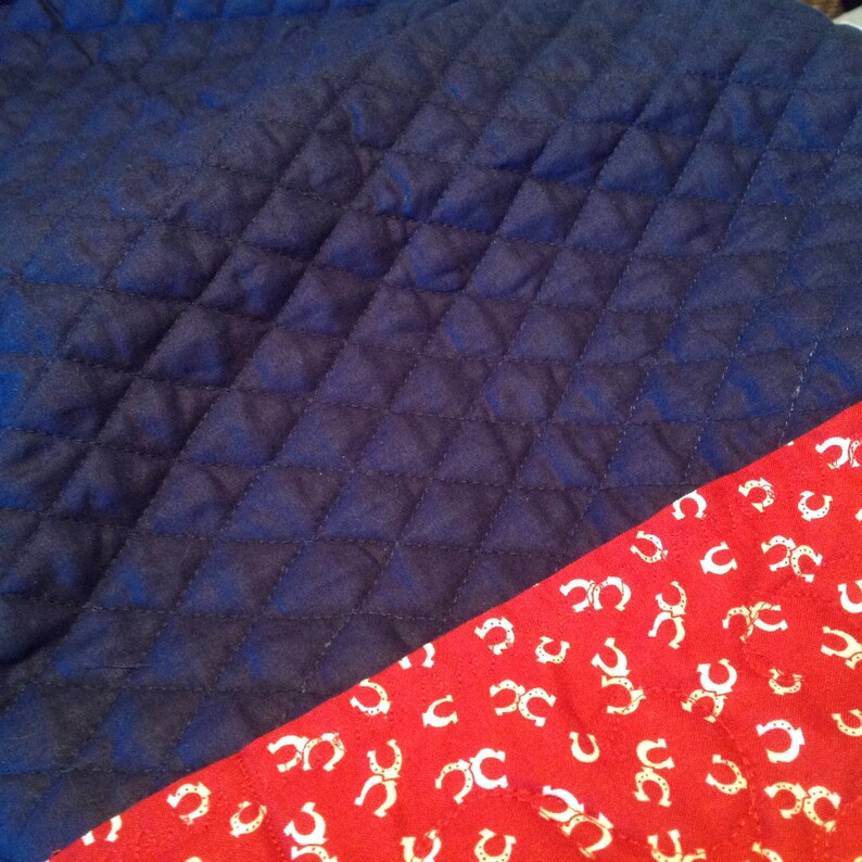 Horse saddle rack cover 10 storage pockets washable navy quilted cotton show storage item show award redwhite horse shoe print