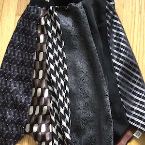 Silk tie skirt, repurposed men's ties, custom made, you choose colors/size, blue, brown, green etc, adjustable elastic waist, sample shown