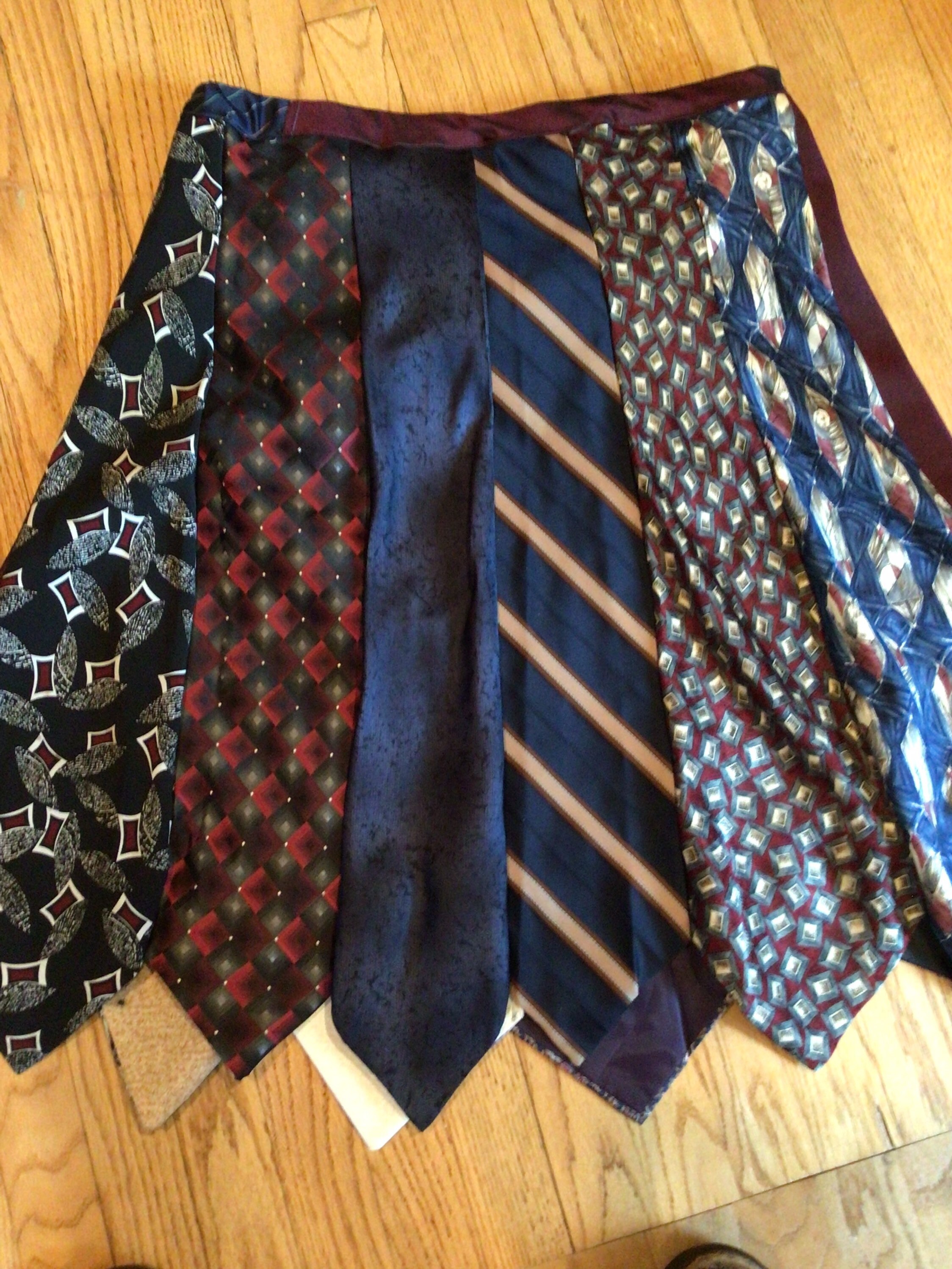 Silk Tie Skirt, Repurposed Men's Ties, Custom Made, You Choose Colors