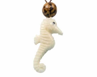 Tagua Nut Necklace: Seahorse (1153-N384) Y2H