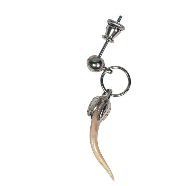 One (1) single real Rattlesnake Fang Earring: Silver Color (598-J21-S) Y2H