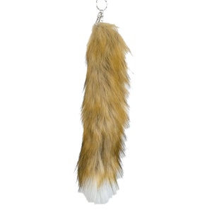 Imitation Faux Fox Tail Keychain: Brown with White Tip (42-23005-AS) Y1K