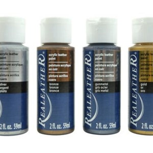 4-pack of Realeather Acrylic Leather Paint - 2-ounce bottles. Metallic Colors (1348-4MC) Y2L