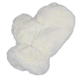 Single Rex Rabbit Fur Massage Mitt: White (696-9RXCN-S) Y1L