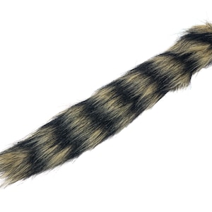 One (1) Large Synthetic Raccoon Tail on Keychain (11&quot;-12&quot;) (42-42L-AS) Y1K