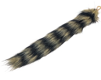 One (1) Large Synthetic Raccoon Tail on Keychain (11"-12") (42-42L-AS) Y1K