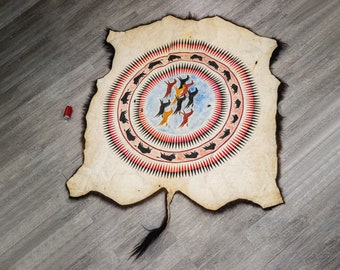 Real Hand Painted Brain Tanned Buffalo Hide (149-1-G6019)