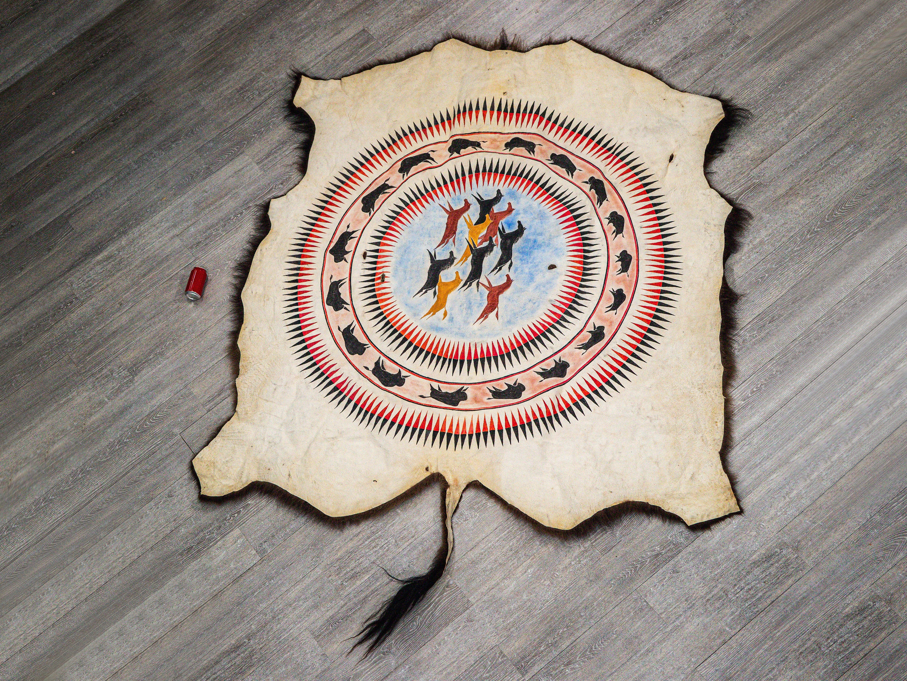Real Hand Painted Brain Tanned Buffalo Hide (149-1-G6019