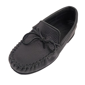 Huron Men&#39;s Black Moosehide Moccasin (578-Mxx) J2