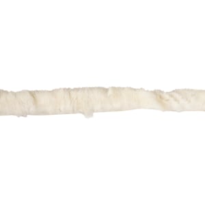 May include: A long, white, fluffy, faux fur trim. The fur is soft and plush, and it would be perfect for adding a touch of luxury to any project.