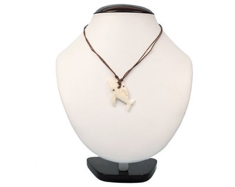 Tagua Nut Necklace: Whale with Baby (1153-N664) Y2H