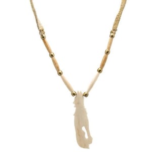 Iroquois Bone Coyote/Wolf Necklace (199-102) Y2I