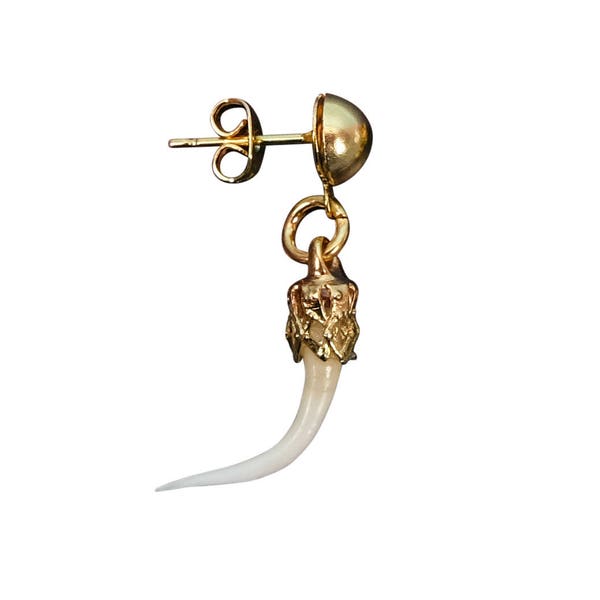 1 single real Rattlesnake Fang Earring: Gold Color(598-J20-S) Y2H