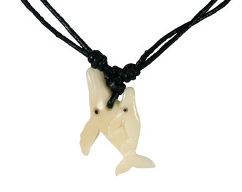 Tagua Nut Necklace: Whale with Baby (1153-N664)