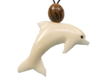 Tagua Nut Necklace: Dolphin (1153-N356) Y2H