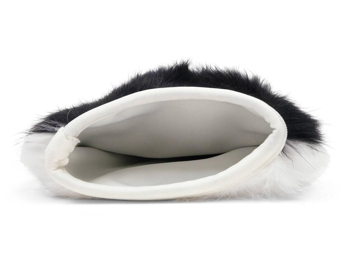 Pair of Rabbit Fur Massage Mitts Yin Yang Black White Etsy