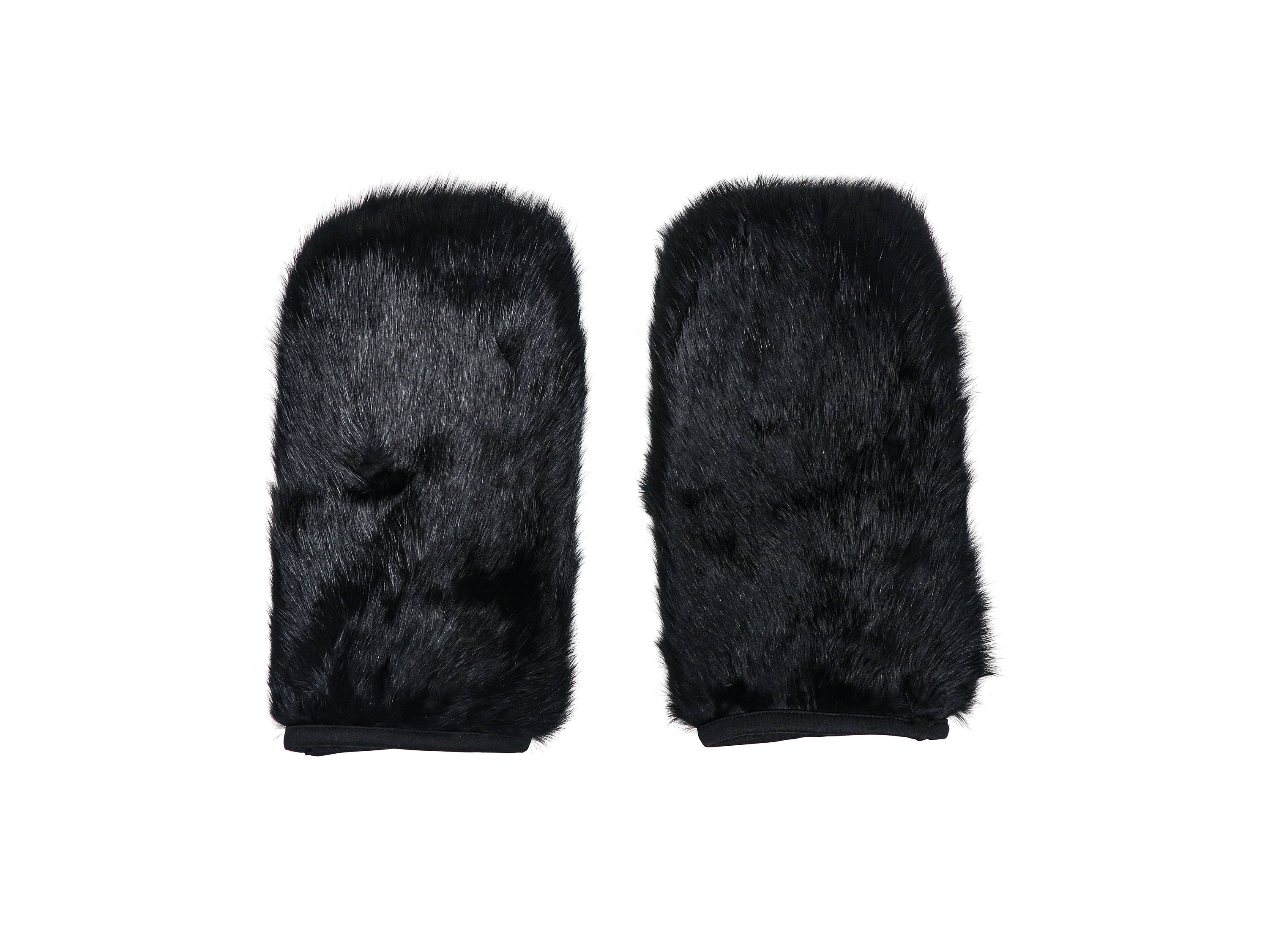 Pair of Rabbit Fur Massage Mitts no Thumbs Dyed Black Etsy Israel