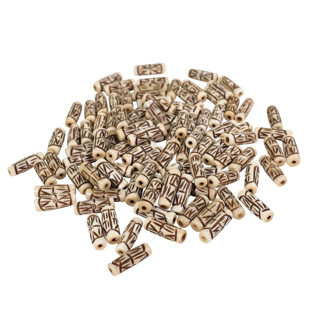 One Hundred (100) Carved Bone Beads: 1