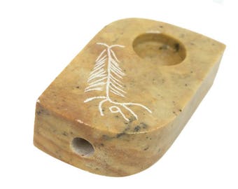 Iroquois Soapstone Pocket Pipe - Tree of Peace Design (102-120-T) Y1X