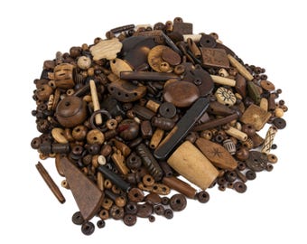 Assorted Bone Beads  - Antiqued - One Pound bag (244-A)