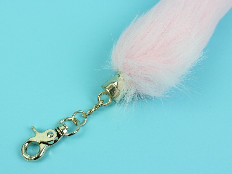 Pink Imitation Faux Fox Tail Keychain 42-23PK-AS K21