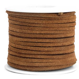 Suede Lacing - (1) 25 yard (75 foot) spool, 1/8th inch lace. Medium Brown Color. (3218x25MB) Y1J