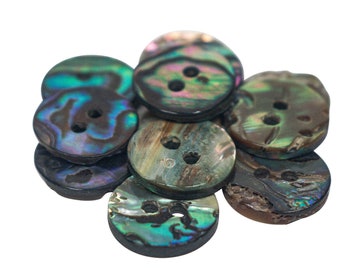 Twelve (12) Paua Abalone Shell Buttons: 20L, 0.5", 12.5mm (1393-20L-12) 9UC8
