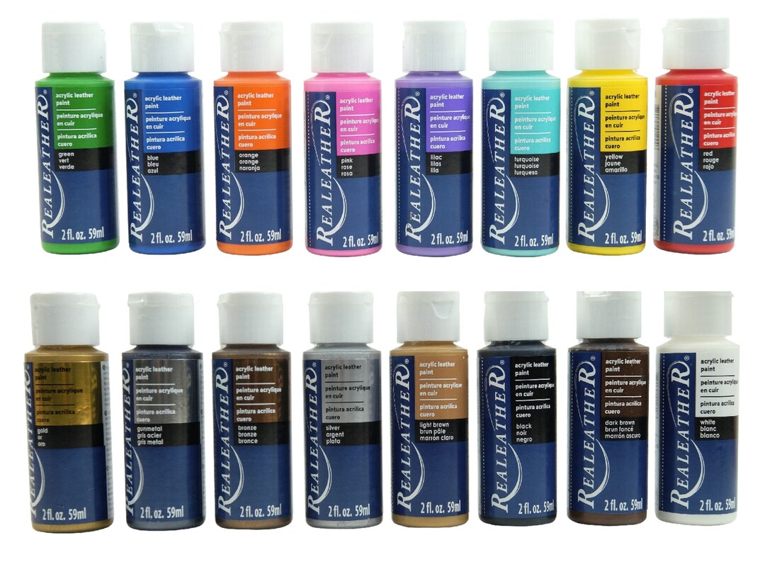 Realeather Acrylic Leather Paint - 2-ounce Bottles. Multiple Color ...