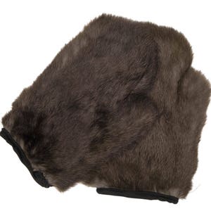 Pair of Rabbit Fur Massage Mitts: Natural Blacky Brown (696-9BR-S)