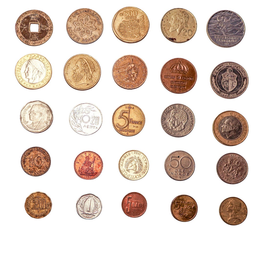 Random Coin Types One 25-pack of Random Assorted World Coins for Craft Purposes (1392-W ...