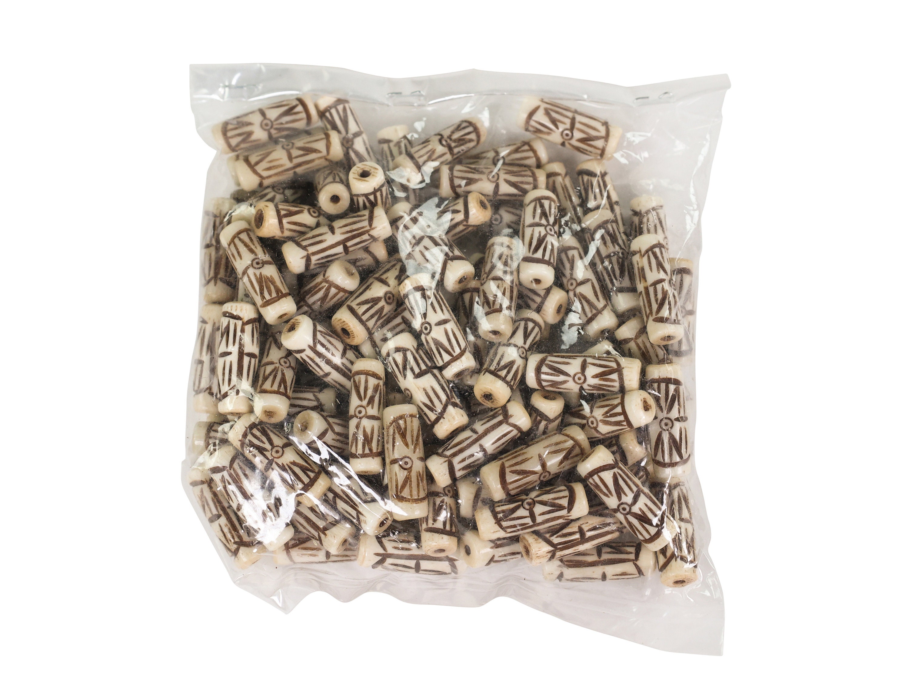 One Hundred (100) Carved Bone Beads: 1