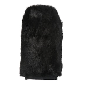 Single  Rabbit Fur Massage Mitt (No Thumb): Dyed Black (696-9NTULBD-S)