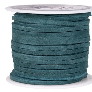Suede Lacing - (1) 25 yard (75 foot) spool, 1/8th inch lace. Pacific Green Color. (3218x25PG)