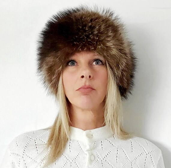 Vintage Fur Hat, Raccoon Fur Hat, Russian Fur Hat