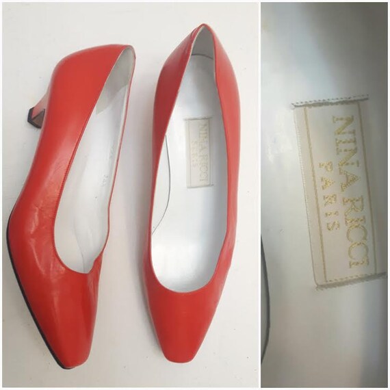 Vintage NINA RICCI pumps, Vintage Red Pumps, Size